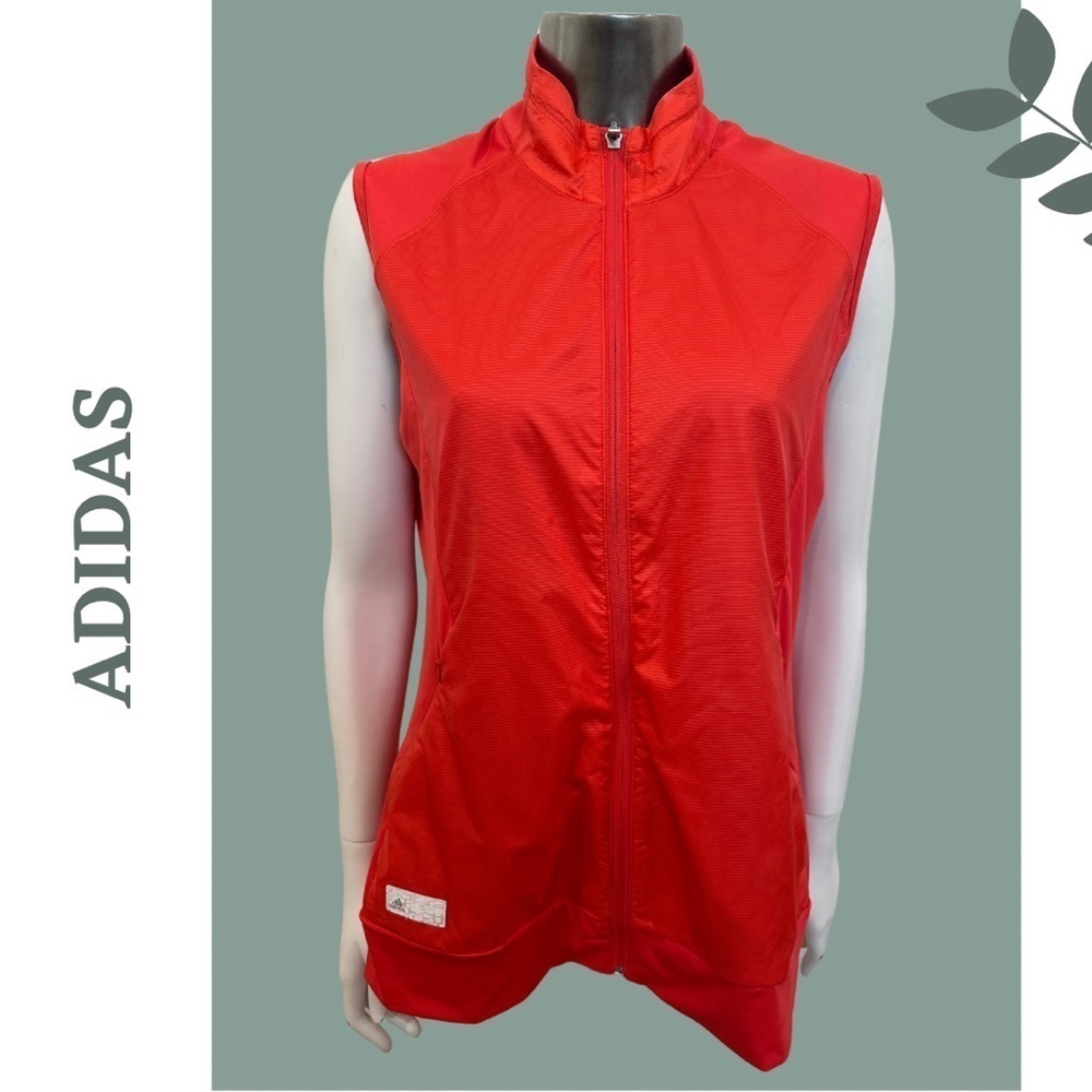 Adidas Women’s Red Coral Sleeveless Golf Tech Wind Vest Jacket Size Medium